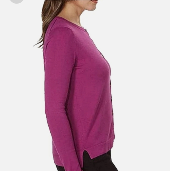 Kirkland Signature Womens Small Purple Soft Stretchy Button Up Cardigan Sweater - Picture 3 of 5